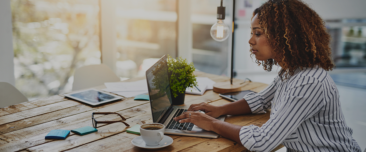 Woman working on laptop