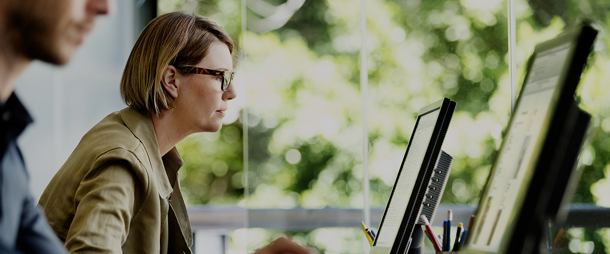 woman working on computer
